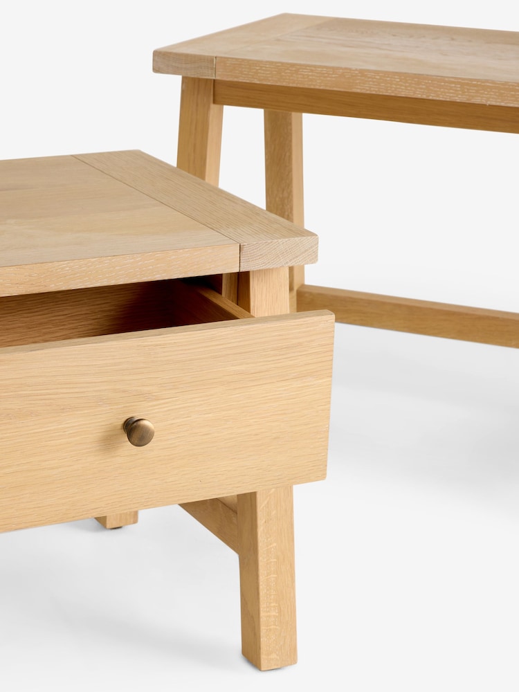 Mid Natural Moreton Oak Veneer Nest of Table - Image 4 of 4 Mid Natural Moreton Oak Veneer Nest of Table - Image 4 of 4