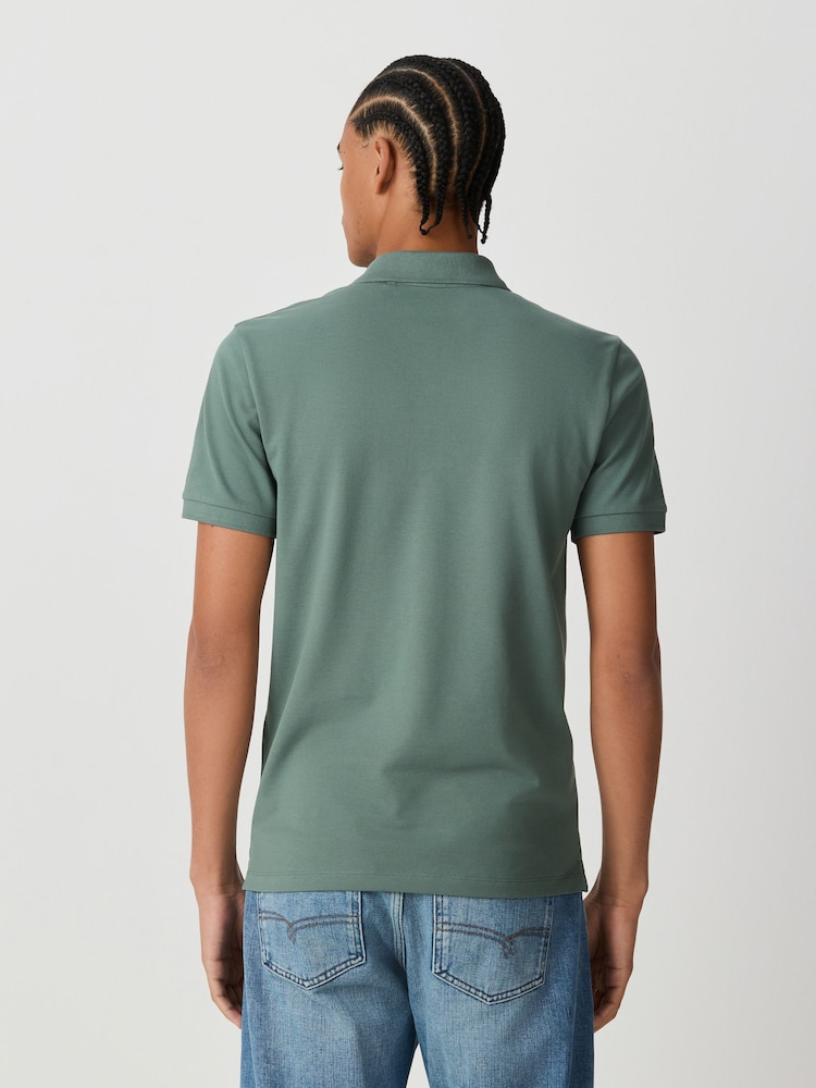 Green Sage Slim Fit Short Sleeve Pique Polo Shirt - Image 2 of 7