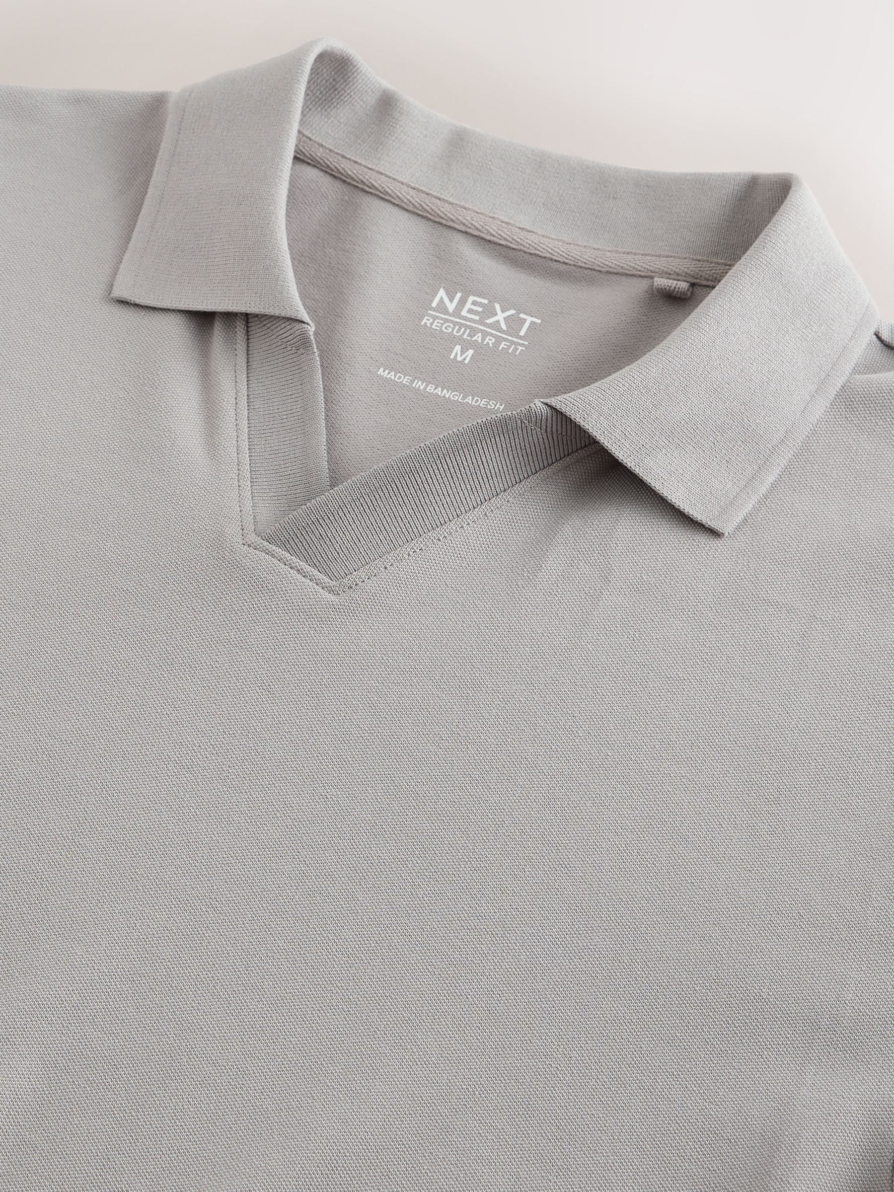 Buy Grey Short Sleeve Trophy Neck Pique Polo Shirt from the Next
