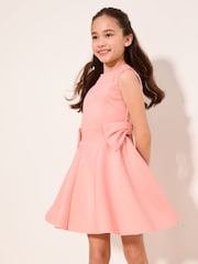 Lipsy Pink Scuba Bow Mini Dress (5-16yrs) - Image 1 of 5