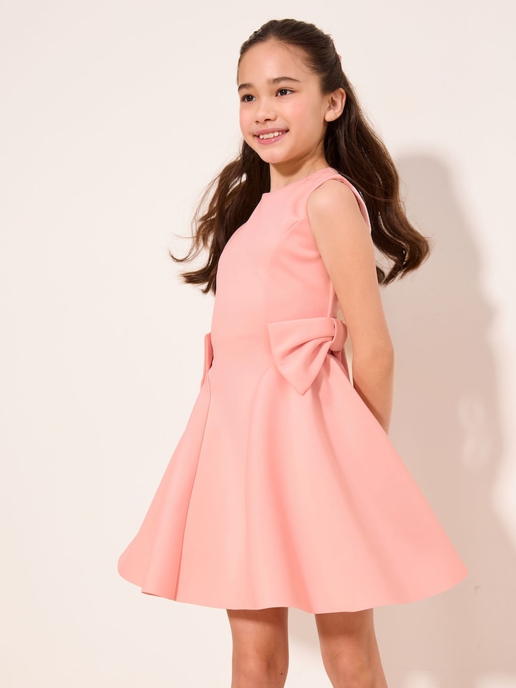Lipsy Pink Scuba Bow Mini Dress (5-16yrs) - Image 1 of 5