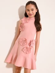 Lipsy Pink Scuba Corsage Dress (5-16yrs) - Image 1 of 5