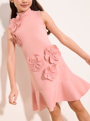 Lipsy Pink Scuba Corsage Dress (5-16yrs) - Image 3 of 5