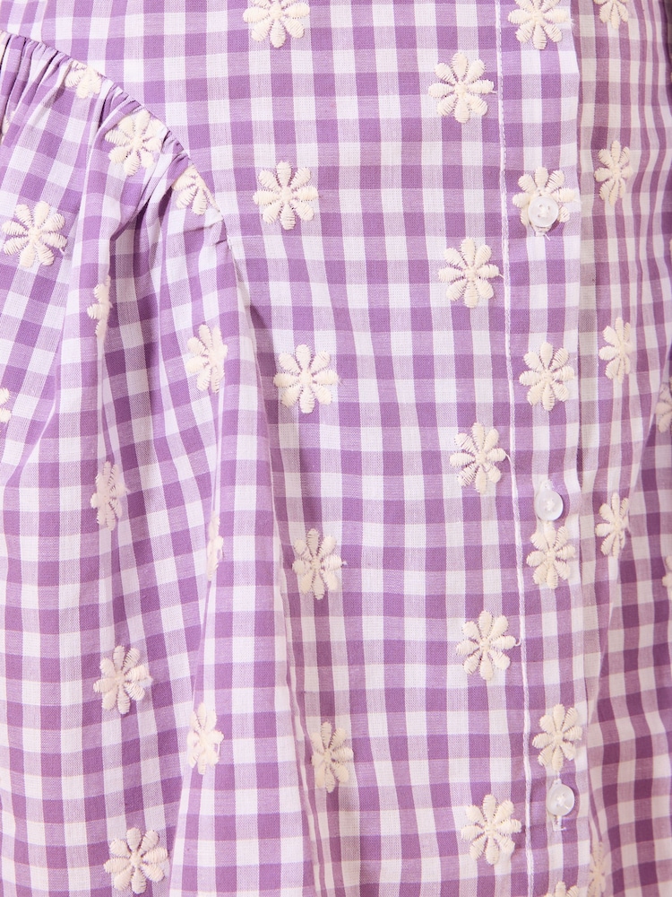 Lipsy Purple Gingam Shirt Dress (5-16yrs) - Image 5 of 5 Lipsy Purple Gingam Shirt Dress (5-16yrs) - Image 5 of 5