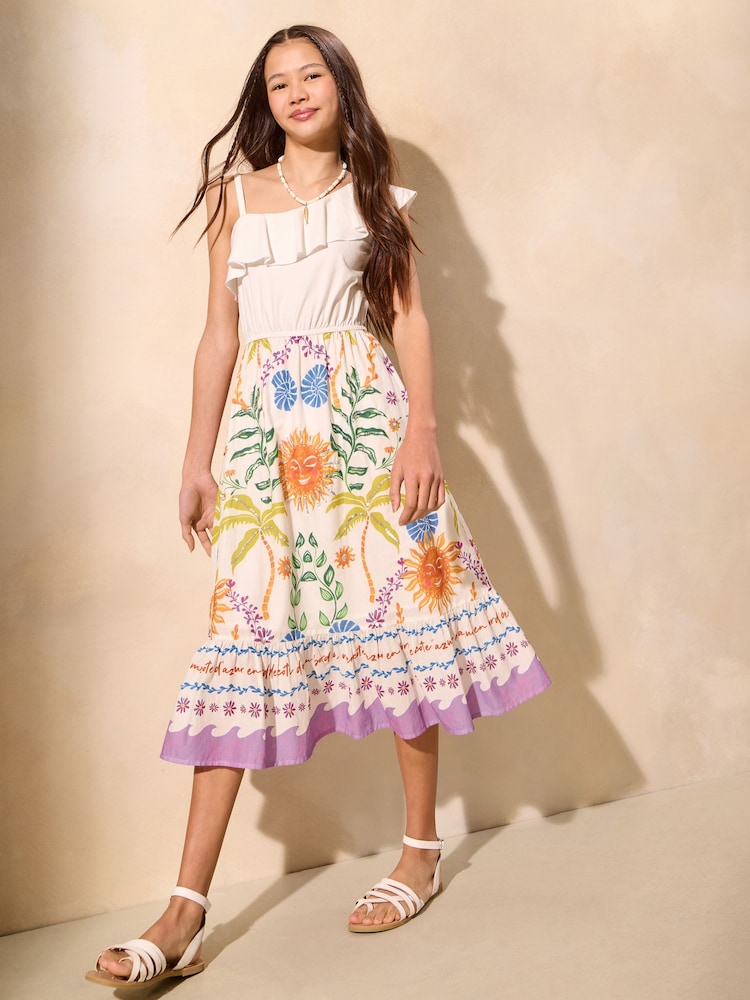 Lipsy 2-in-1 Tropical Poplin Holiday Shop Dress (5-16yrs) - Imagen 1 de 5