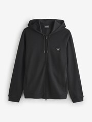 Emporio Armani  Modal Terry Full Zip Black Hoodie - Image 1 of 1