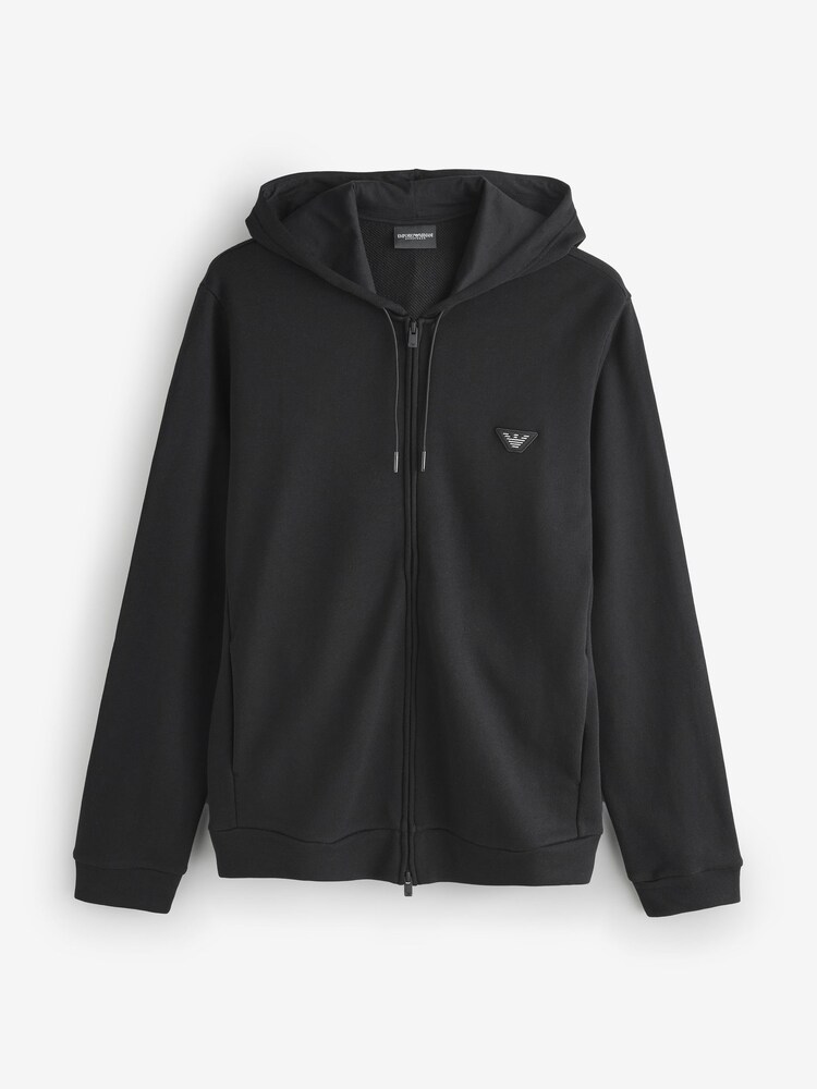 Emporio Armani  Modal Terry Full Zip Black Hoodie - Image 1 of 1