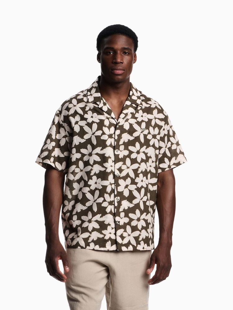 Emporio Armani Green Flower Eagle Beachwear Shirt - Bilde 1 av 8