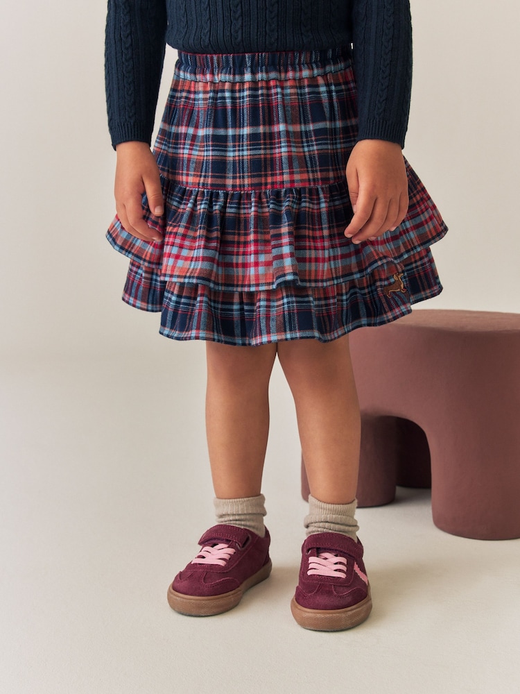 Navy/Red Check Pullon Rara Skirt (3mths-7yrs) - Image 1 of 4 Navy/Red Check Pullon Rara Skirt (3mths-7yrs) - Image 1 of 4