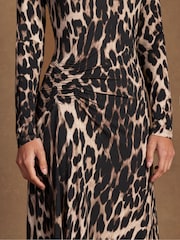 Ro&Zo Brown Leopard Print Waist Detail Dress - Image 2 of 6
