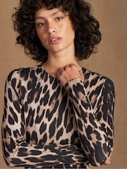 Ro&Zo Brown Leopard Print Waist Detail Dress - Image 5 of 6