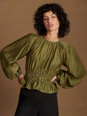 Ro&Zo Green Peplum Blouse - Image 1 of 5