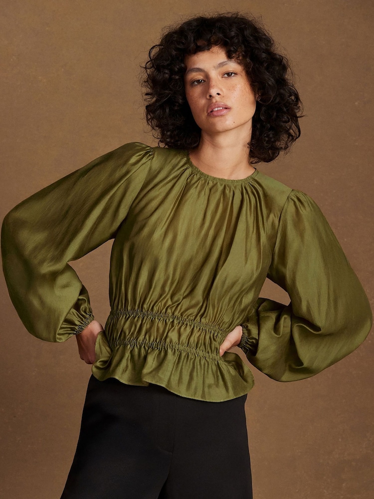 Ro&Zo Green Peplum Blouse - Image 1 of 5