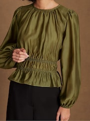 Ro&Zo Green Peplum Blouse - Image 3 of 5