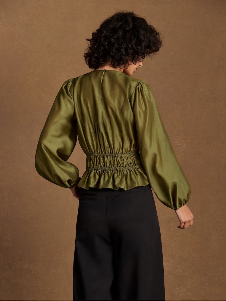 Ro&Zo Green Peplum Blouse - Image 5 of 5