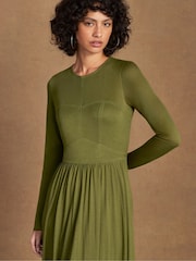 Ro&Zo Green Seamed Bodice Jersey Dress - Image 2 of 5