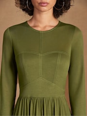 Ro&Zo Green Seamed Bodice Jersey Dress - Image 3 of 5