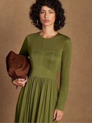 Ro&Zo Green Seamed Bodice Jersey Dress - Image 4 of 5