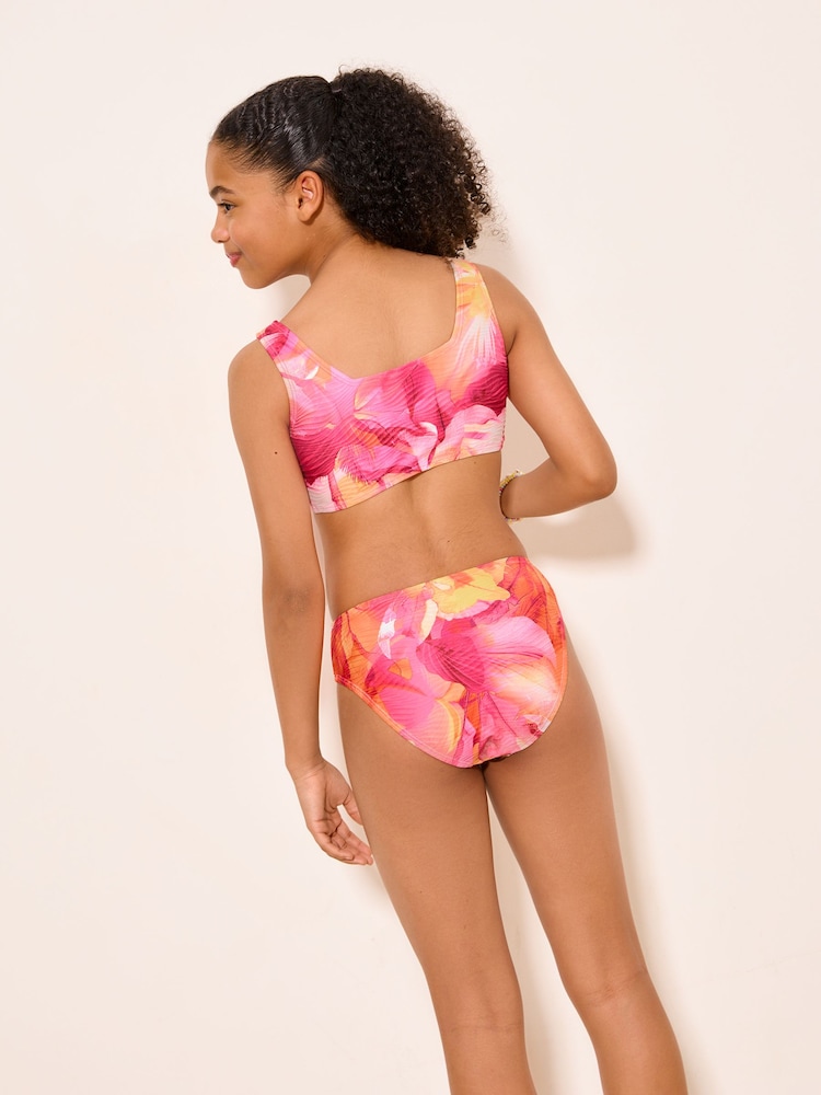 Lipsy Pink Floral Scoop Neck Textured Bikini (5-16yrs) - Image 4 of 4 Lipsy Pink Floral Scoop Neck Textured Bikini (5-16yrs) - Image 4 of 4