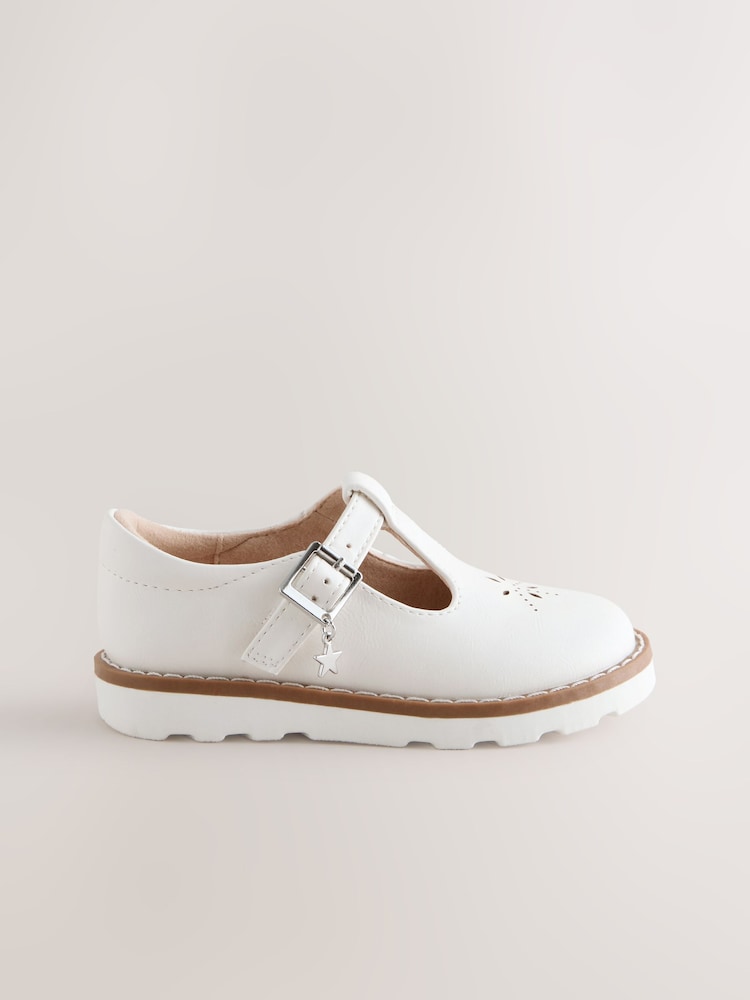 White Wide Fit (G) T-Bar Shoes - Image 2 of 5