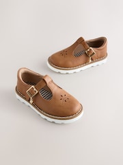 Tan Brown Standard Fit (F) T-Bar Shoes - Image 1 of 5