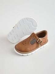 Tan Brown Standard Fit (F) T-Bar Shoes - Image 3 of 5