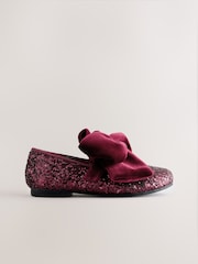 Burgundy Red Glitter Big Bow Mary Jane Shoes - Image 2 of 5