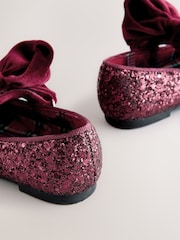 Burgundy Red Glitter Big Bow Mary Jane Shoes - Image 4 of 5