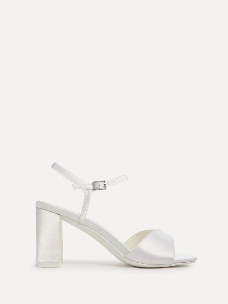 Linzi Cream Bridal Juliette Block Heeled Sandals With Diamante Buckle - Image 2 of 5