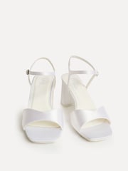 Linzi Cream Bridal Juliette Block Heeled Sandals With Diamante Buckle - Image 3 of 5