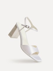 Linzi Cream Bridal Juliette Block Heeled Sandals With Diamante Buckle - Image 5 of 5