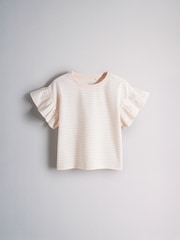 The Set 5 Pack Cotton Jersey Frill Sleeve T-Shirt and Shorts Pyjamas Set Green/Yellow/Pink/Cream - Image 4 of 13