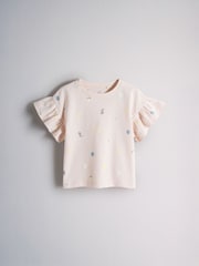 The Set 5 Pack Cotton Jersey Frill Sleeve T-Shirt and Shorts Pyjamas Set Green/Yellow/Pink/Cream - Image 5 of 13