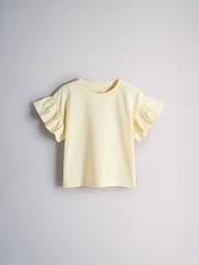 The Set 5 Pack Cotton Jersey Frill Sleeve T-Shirt and Shorts Pyjamas Set Green/Yellow/Pink/Cream - Image 6 of 13