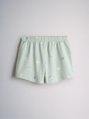The Set 5 Pack Cotton Jersey Frill Sleeve T-Shirt and Shorts Pyjamas Set Green/Yellow/Pink/Cream - Image 7 of 13