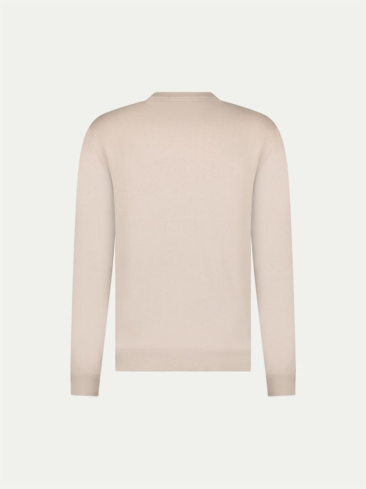 Peckham Rye Natural Knitted Crew Neck Jumper - Image 2 of 5 Peckham Rye Natural Knitted Crew Neck Jumper - Image 2 of 5