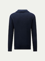 Peckham Rye Blue Knitted Half Zip Funnel Neck Jumper - Image 2 of 5