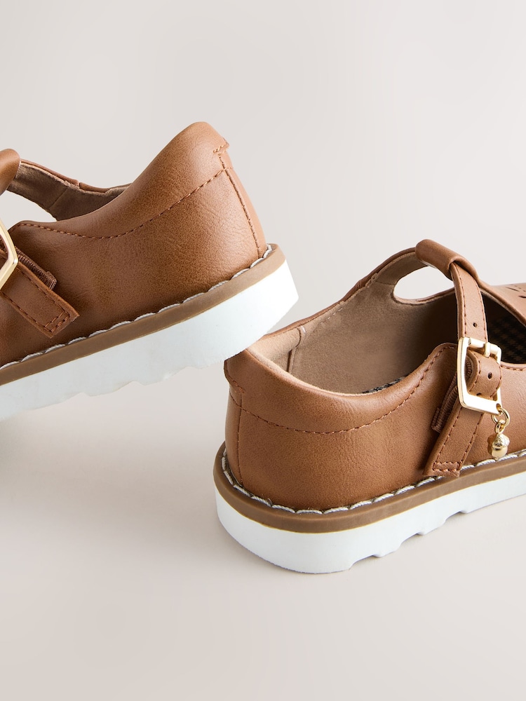 Tan Brown Wide Fit (G) T-Bar Shoes - Image 5 of 5 Tan Brown Wide Fit (G) T-Bar Shoes - Image 5 of 5