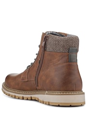 Pavers Brown Lace Up With Fabric Cuff Boots - Image 3 of 5