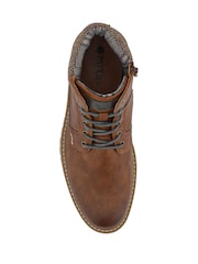 Pavers Brown Lace Up With Fabric Cuff Boots - Image 4 of 5
