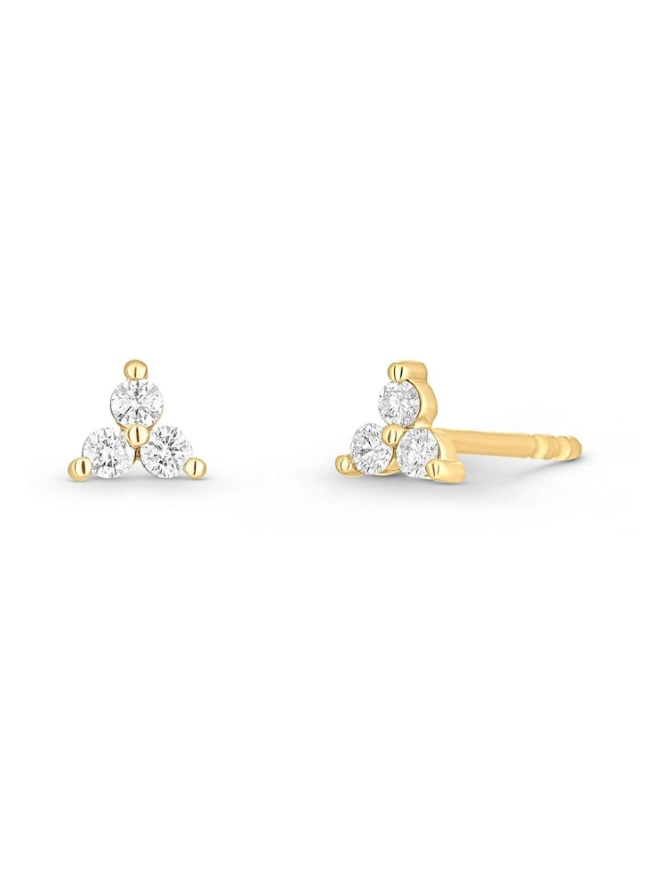 Beaverbrooks 9ct Yellow Gold Plated Three Stone Diamond Earrings - Image 2 of 4 Beaverbrooks 9ct Yellow Gold Plated Three Stone Diamond Earrings - Image 2 of 4