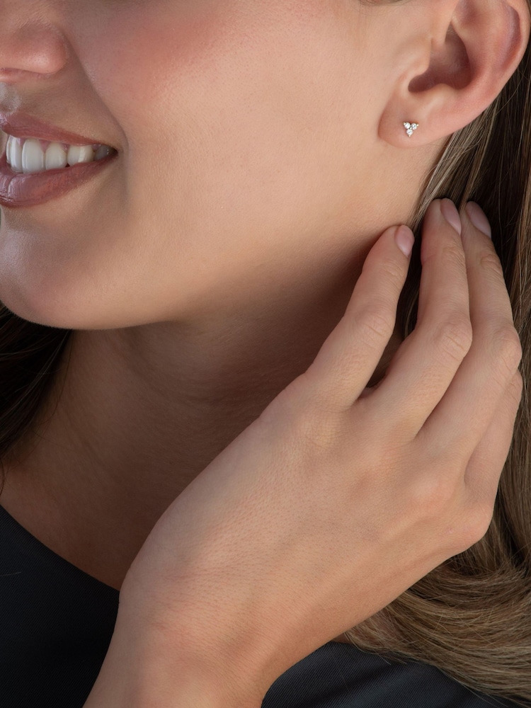Beaverbrooks 9ct Yellow Gold Plated Three Stone Diamond Earrings - Image 4 of 4 Beaverbrooks 9ct Yellow Gold Plated Three Stone Diamond Earrings - Image 4 of 4