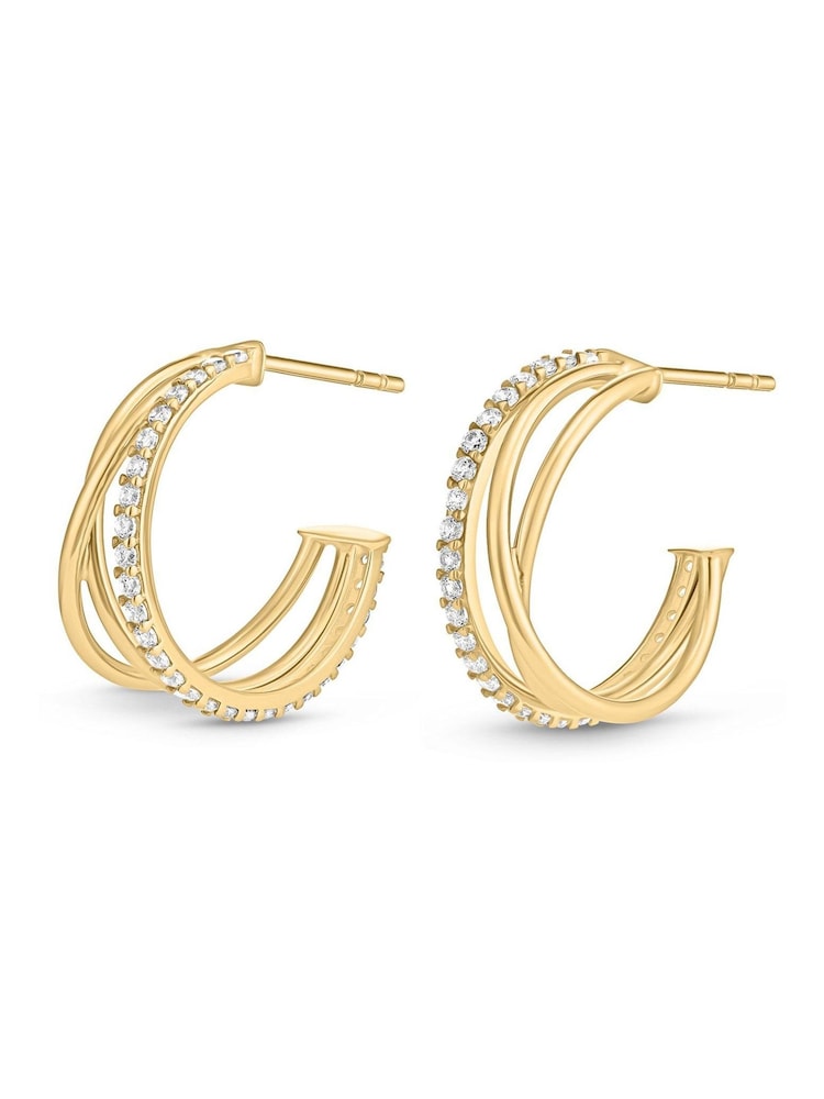 Beaverbrooks 9ct Yellow Gold Cubic Zirconia Twist Hoop Earrings - Image 2 of 4 Beaverbrooks 9ct Yellow Gold Cubic Zirconia Twist Hoop Earrings - Image 2 of 4