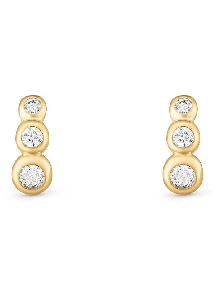 Beaverbrooks 9ct Yellow Gold Cubic Zirconia Swirl Stud Earrings - Image 1 of 4 Beaverbrooks 9ct Yellow Gold Cubic Zirconia Swirl Stud Earrings - Image 1 of 4