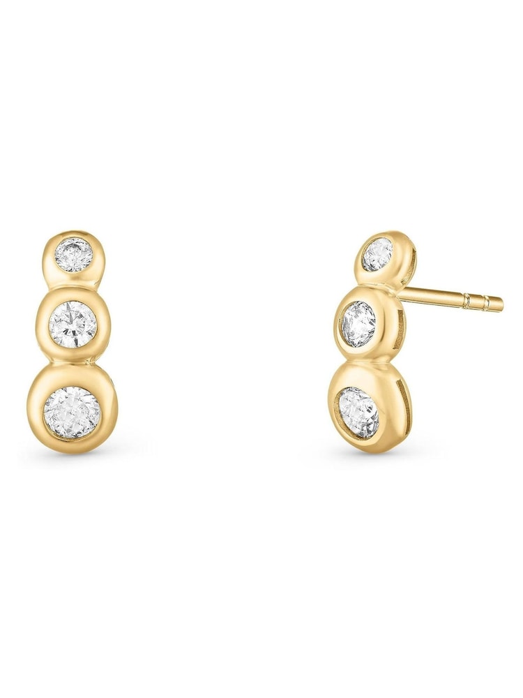 Beaverbrooks 9ct Yellow Gold Cubic Zirconia Swirl Stud Earrings - Image 2 of 4 Beaverbrooks 9ct Yellow Gold Cubic Zirconia Swirl Stud Earrings - Image 2 of 4