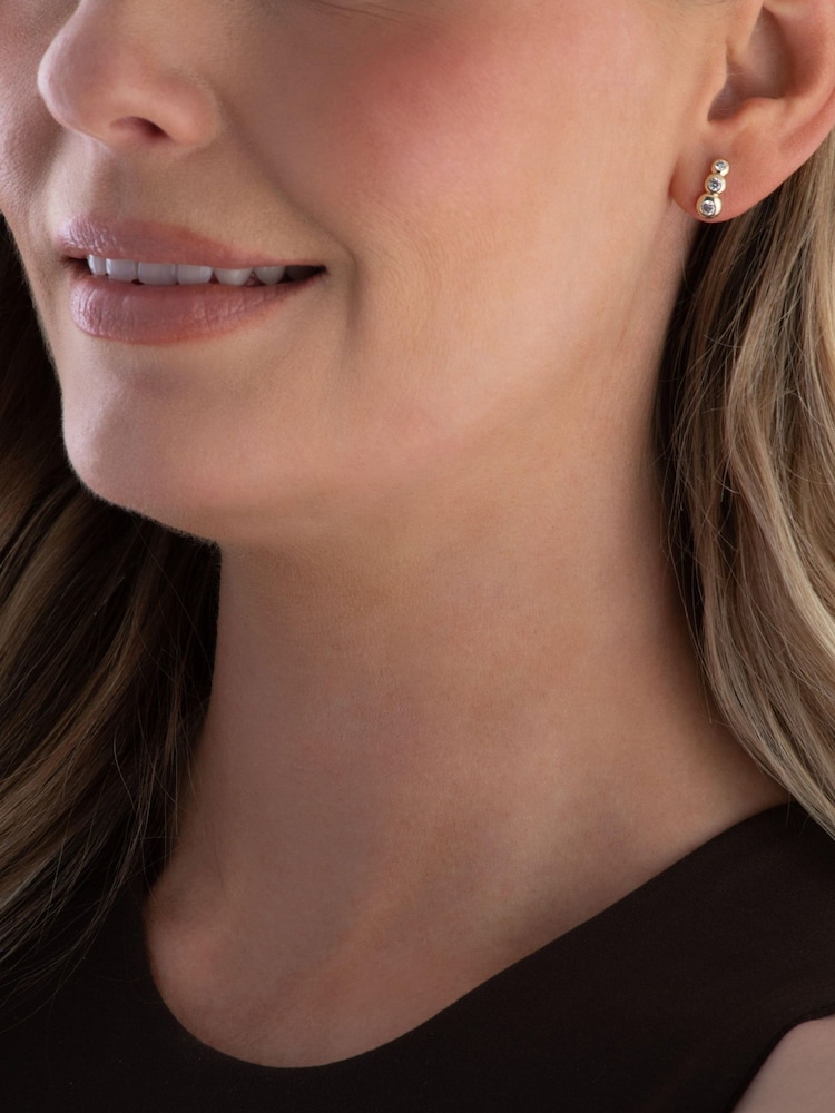 Beaverbrooks 9ct Yellow Gold Cubic Zirconia Swirl Stud Earrings - Image 4 of 4 Beaverbrooks 9ct Yellow Gold Cubic Zirconia Swirl Stud Earrings - Image 4 of 4