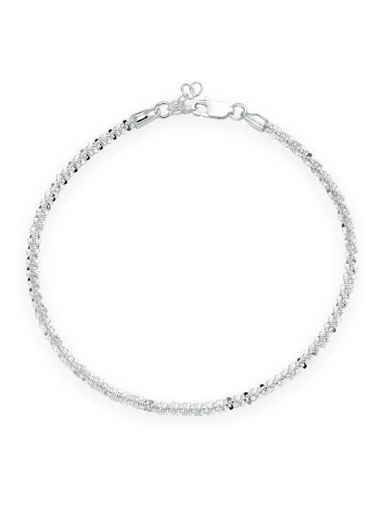 Beaverbrooks Silver Sparkle Twist Anklet - Image 1 of 3 Beaverbrooks Silver Sparkle Twist Anklet - Image 1 of 3