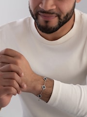 Beaverbrooks Black Silver Black Onyx Clover Bracelet - Image 1 of 4