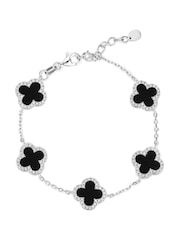 Beaverbrooks Black Silver Black Onyx Clover Bracelet - Image 2 of 4