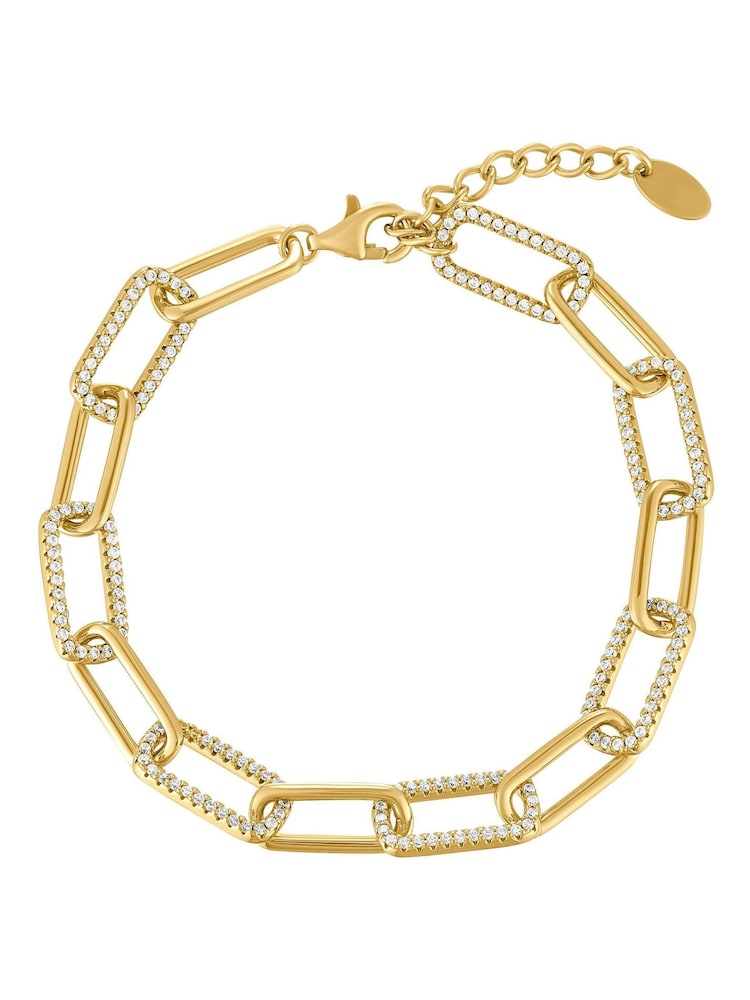 Beaverbrooks Yellow Gold Plated Cubic Zirconia Paperchain Bracelet - Image 1 of 4 Beaverbrooks Yellow Gold Plated Cubic Zirconia Paperchain Bracelet - Image 1 of 4